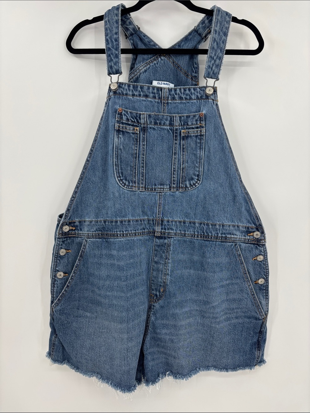 Old Navy Classic Boho Grannycore Denim Women's Shortalls Overall Shorts Size XL